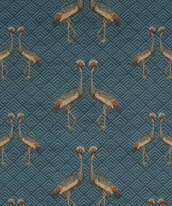 jacquardstof kraanvogels meubelstof gordijnstof decoratiestof stof met kraanvogels 48768-01, 1-202530-1085-545