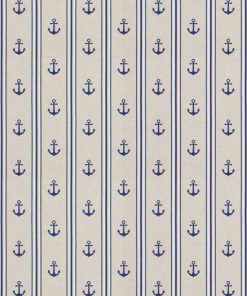 linnenlook Anchors stof met ankers nautische printstof gordijnstof decoratiestof 07299-182