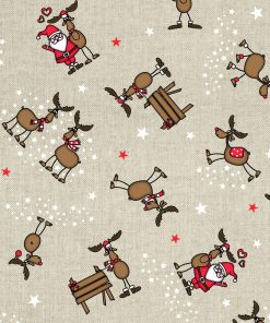 linnenlook kerststof 039 stof met rendieren kerststof decoratiestof gordijnstof 07299-210, 1-104530-1624-165