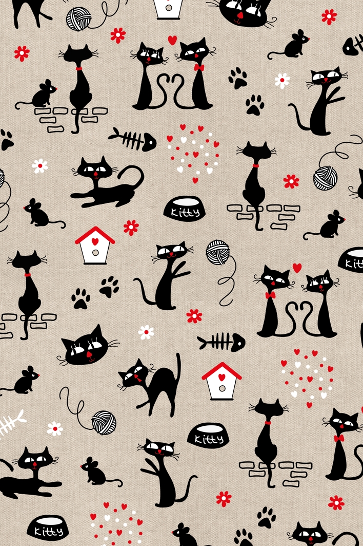 Vlucht Hoorzitting knal Linnenlook Cats – Bestel stof met katten online bij De Groot Stoffen!