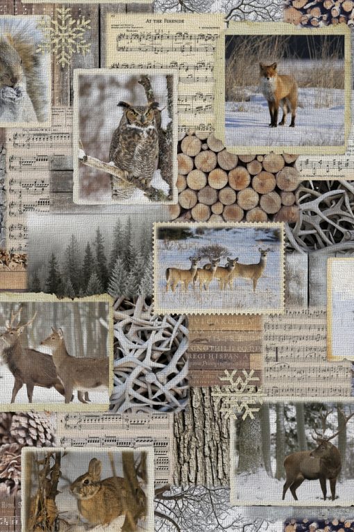 gobelin dieren 008 stof met winterdieren decoratiestof gordijnstof meubelstof F87392-01, 1-251030-1464-180