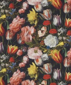 katoenen stof met tulpen van Hollandse Meesters decoratiestof gordijnstof meubelstof 91204-01, 1.151030.1202.655