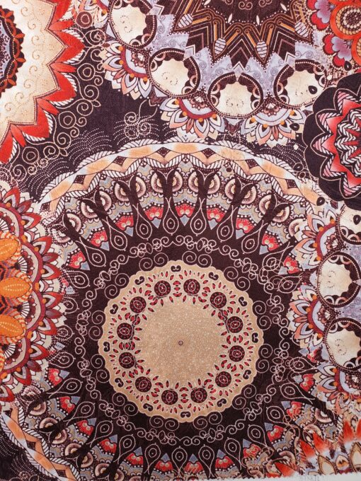 Damast Fleur de Vie Sienne stof met mandala decoratiestof gordijnstof meubelstof
