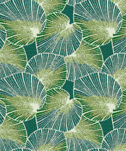 jacquardstof lotus emeraude gordijnstof decoratiestof meubelstof stof met lotusblad
