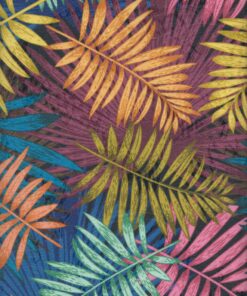 Damast Palma Multico stof met palmbladen decoratiestof gordijnstof meubelstof