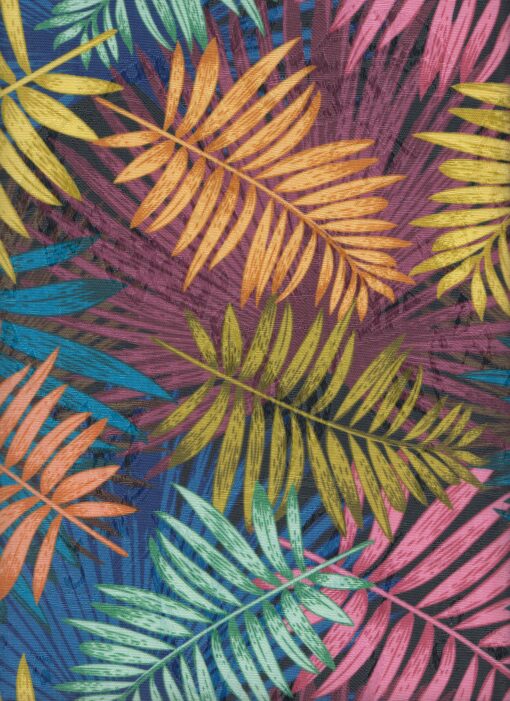 Damast Palma Multico stof met palmbladen decoratiestof gordijnstof meubelstof